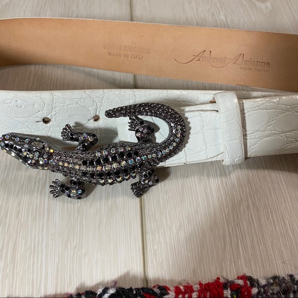 Ambrosi Abrianna white crocodile leather belt XS - Picture 4 of 16